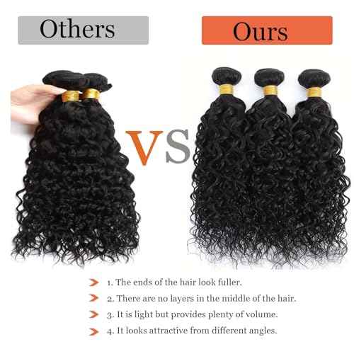 Water Wave Human Hair Bundles 12A Double Weft Deep Curly Wave Bundles 100% Unprocessed Brazilian Virgin Human Hair Natural Black Color Wet And Wavy Hair Extensions 24 24 24