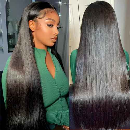 VibeFusion 13x4 HD Transparent Lace Front Human Hair Straight Wig 200% Density Glueless Pre-Plucked Pre-Cut 18 Inch Women's Wig