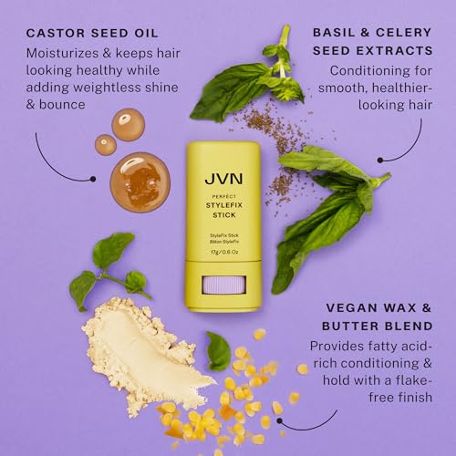 JVN StyleFix Hair Wax Styling Stick, 0.6 Oz, Controls Frizz, Tames Flyaways & Baby Hairs for All Day Hold for Women and Men, Perfect for On the Go, Silicone Free