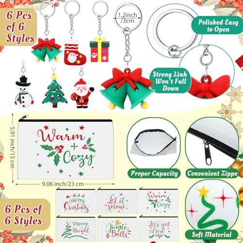 24 Pcs Christmas Gifts Set Include 24 oz Merry Christmas Plastic Tumbler Cup with Lids and Straw Makeup Cosmetic Bag Crew Sock Keychain for Xmas Party Favors Secret Sister Winter Gifts