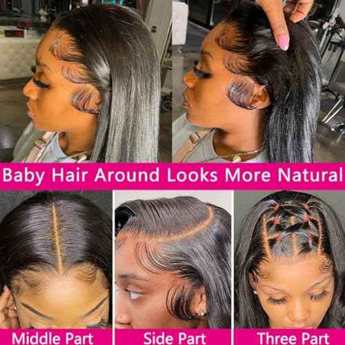 30 Inch Straight Lace Front Wigs Human Hair Pre Plucked 13x4 Hd Transparent Lace Front Human Hair Wigs for Black Women 180% Density Glueless Wigs Human Hair Lace Front Wigs (30 Inch)