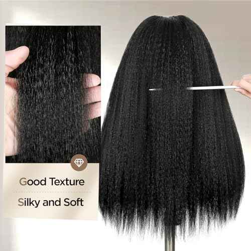 quickwig Kinky Straight Wig Braided Wigs for Black Women Yaki Straight Wig 13x4 Lace Front Braided Wigs 22 Inch Black Glueless Pre Braid Wig Synthetic Handmade Cornrow Braids Wig