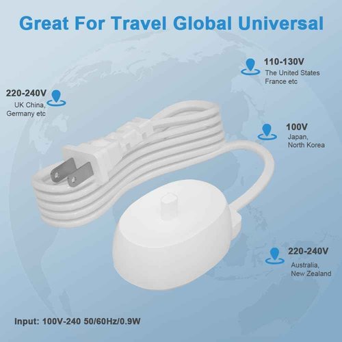 Replacement Charger for Braun Oral-B Electric Toothbrush – Compatible with Oral-B Model 3757, Waterproof IP67 Inductive Charging Base, Portable Travel-Friendly
