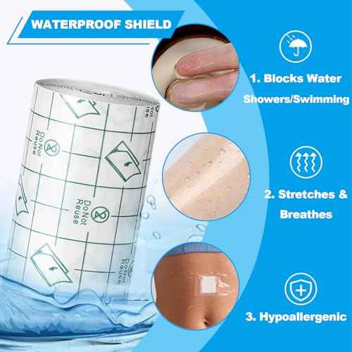 3 Rolls Second Skin Tattoo Cover, Waterproof Tattoo Aftercare Bandage Breathable Tattoo Cover Up Patch Tape Tattoo Flim 2", 4", 6" x 2.2 Yard Tattoo Supplies for Healing Wrap Swimming Shower