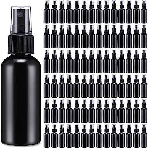 Zhehao 200 Pcs Small Spray Bottle Bulk 2 oz Plastic Mist Spray Bottles for Essential Oils Fine Mist Sprayer Reusable Refillable Portable Travel Containers for Perfume Cleaning Samples(Black)
