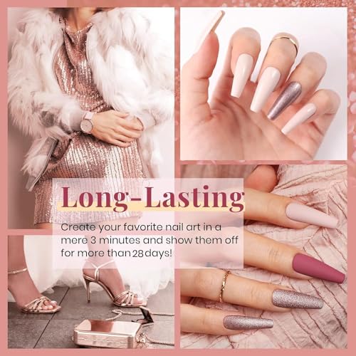 Beetles 23Pcs Gel Nail Polish Kit with Glossy Matte Top Coat and Base Coat Girls Night Collection White Nude Gray Glitters Gel Nail Polish Set U V Soak Off Holiday Manicure for Women Girls