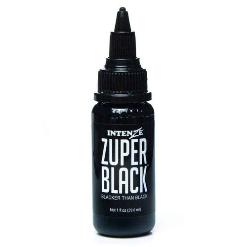 INTENZE Tattoo Ink ZUPER Black 1 Ounce Premium Black Ink - Best Tattoo Ink in Your Tattoo Supplies. Sterilized and Original from Manufacturer Unmatched in Ink Quality.