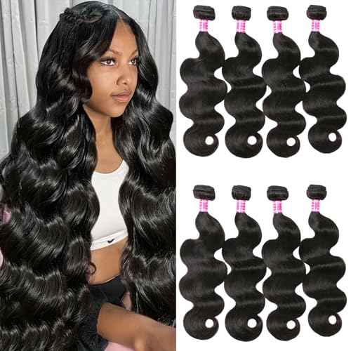 Body Wave Bundles Human Hair 4 Bundles 12a Natural Black Bundle Human Hair 100% Brazilian Hair Bundle Quick Double Weft Weave Hair Extensions For Woman 16 18 20 22 Inch