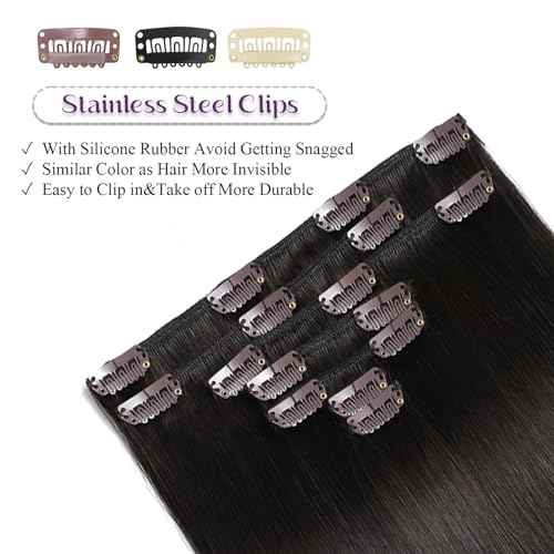 Clip in Hair Extensions Real Human Hair Dark Brown Hair Extensions Silky Straight Clip in Human Hair Extension Clip ins Remy Hair for Women 85g 7pcs 14 Inch