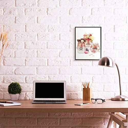 Stupell Industries Fashion Cosmetic Jars and Floral Bouquet Ziwei Li Black Framed Wall Art, 16 x 20