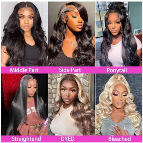26 Inch Body Wave Lace Front Wigs Human Hair 13x4 SKINLIKE Real HD Lace Front Wigs Human Hair Pre Plucked Body Wave Glueless Frontal Wigs Human Hair 180% Density for Women