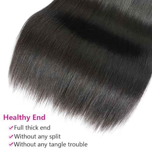 10A Brazilian Straight Human Hair 3 Bundles 10 12 14 Inch Straight Bundles Human Hair 100% Unprocessed Virgin Hair Weave Bundles Deals Hair 1B Black