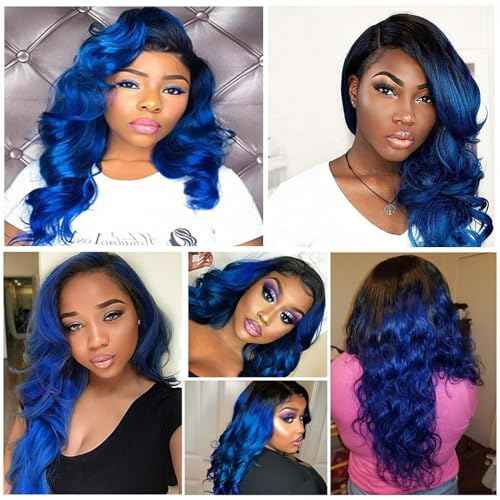 Bundles Human Hair 18 20 22 Inch Body Wave T1B Blue Human Hair Bundles Unprocessed Brazilian Virgin Quick Weave for Black Women
