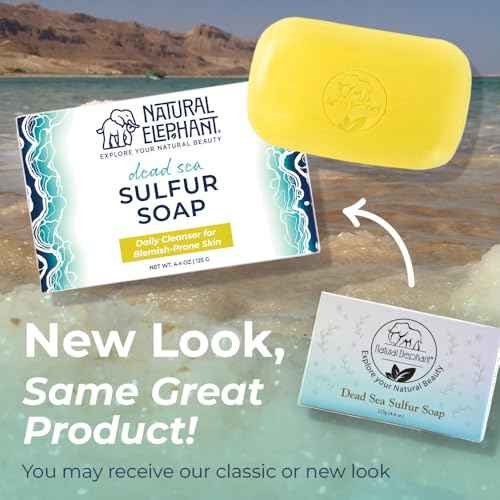 Natural Elephant Dead Sea Sulfur Soap 4.4 oz with Dead Sea Salt, Aloe Vera, Sulphur Face and Body Cleanser Bar for All Skin Types (10 Pack (44 oz Total))