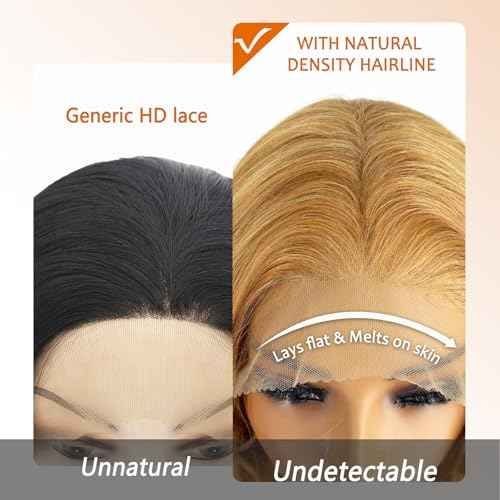 26Inch Honey Blonde 13¡¿6 Lace Front Wigs 130% Density Body Wave Transparent Lace Front Wigs Free Part Pre Plucked Glueless Wigs for Women with Baby Hair Synthetic Hair