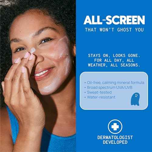 Ghosted Mineral All-Screen - Oil-Free SPF 30 Face Sunscreen - Dermatologist Developed with Cloud Feel Bisabolol for Daily All-Weather Care - Reef Safe, Water-Resistant, Blends Into Skin (1.7oz)