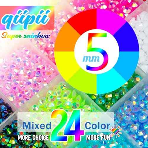 3 Boxes 24 Color 3mm 4mm 5mm Jelly Resin Rhinestones Flatback Colorful Stones Gems Diamonds Charms for Nails Face Makeup Bedazzling Crafting Tumblers Bottles DIY Crafts Clothes Shoes Phones