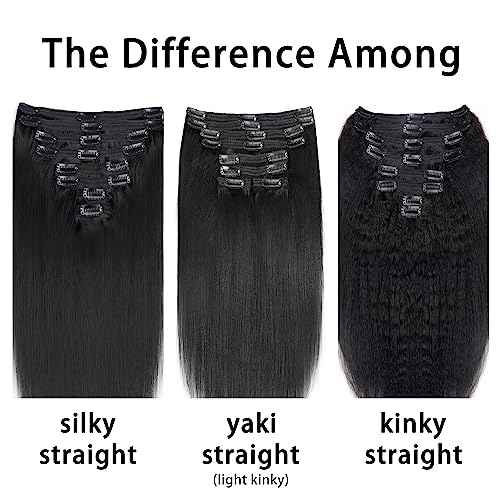 Yaki Straight Clip in Hair Extensions Real Human Hair Affordable12 Inch Yaki Straight Clip ins Human Hair Brazilian Virgin Hair clip on Hair Extensions 18Clips Per Set 120G