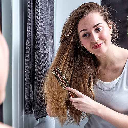 BESTOOL Small Brush for Short and Medium Hair, Blow Drying, Men's Beard Styling, Professional Smoothing and Curling Brush (Reddish brown)