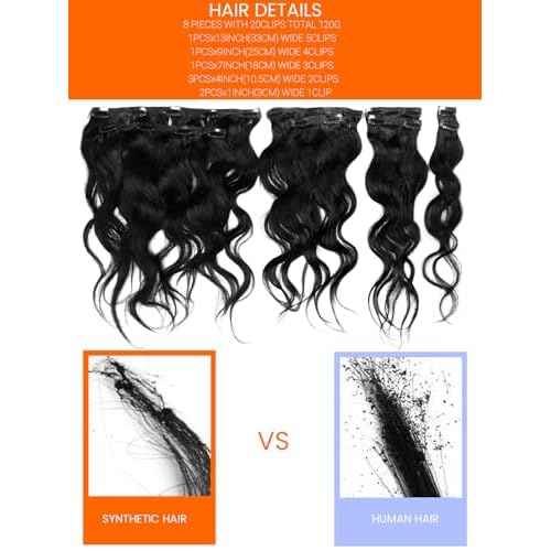 Clip in Hair Extensions Body Wave Human Hair Clip in Invisible Double Soft Weft Remy Wavy Hair Extensions Clip ins For Women Scalp-Friendly Thick End 20Inch 4.23oz 8Pcs 20Inch