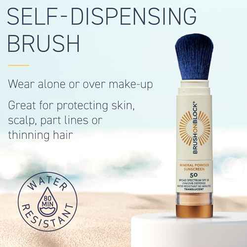 Brush On Block SPF 50 Mineral Powder Sunscreen, Translucent, Broad Spectrum, Water Resistant Face Protection, For All Skin Tones & Types, Reef Friendly, Mfg in USA