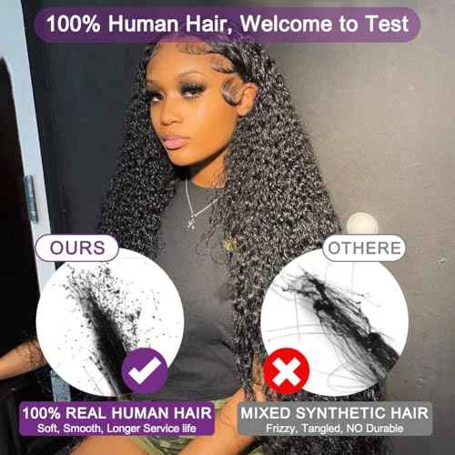 Deep Wave Lace Front Wigs Human Hair Pre Plucked 13x6 Deep Curly Wig Human Hair for Black Women 180% Density Wet and Wavy HD Lace Frontal Wigs Human Hair with Natural Hairline 20 Inch