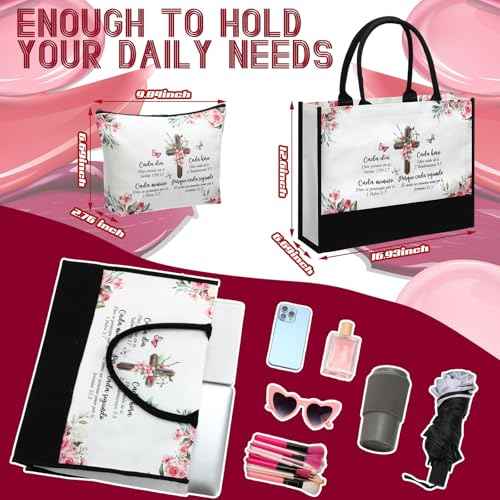 Aliceset 2 Pcs Christmas Christian Gifts for Women Spanish Inspirational Religious Gifts for Women Reusable Grocery Bags