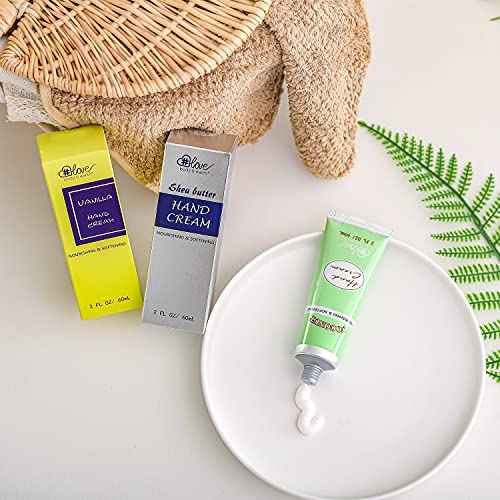 BODY & EARTH # LOVE Hand Cream Gift Set, Mothers Day Gifts for Mom Gifts, Natural Hand Cream with Vitamin E and Argan Oil for Dry Hands, 3x2.0 oz Travel Size Hand Lotion, Birthday Gifts for Women