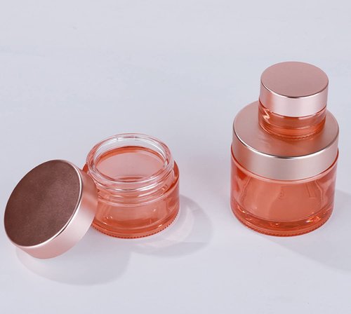 Healthcom 10 Packs 10 Gram/10ml Empty Jars Pink Glass Cosmetic Jar Pot Bottles with Rose Gold Lids Refillable Cosmetic Container Eye Cream Jar Pot Vials for Makeup Lotion Face Eyeshadow Lip Balms