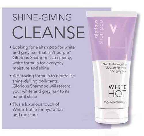 White Hot Cleanse Duo: Brilliant Shampoo & Glorious Shampoo 200ml, brightening boost and shine for white & grey hair, purple shampoo