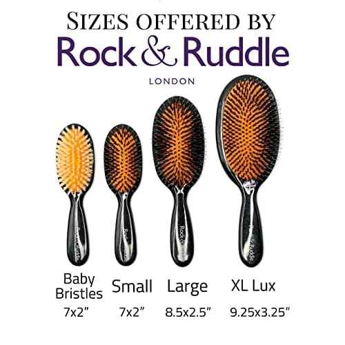 Rock & Ruddle Natural Mixed Boar Bristle Hair Brush for Women and Kids (Small/Travel Size, 17.5cm) - Perfect for Wet or Dry Hair, Detangling Smoothing Blowdrying - Made in UK - Peacocks Design