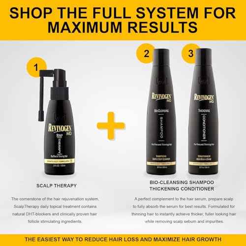 Revivogen MD Bio-Cleansing Shampoo for Thinning Hair, DHT Blocker Shampoo, Hair Loss Shampoo, Shampoo Thinning Hair, Soothes Scalp, Routine Shampoo for Women/Men Hair Loss, Hair Shampoo, 12oz, 2pk