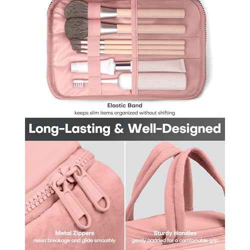 HOTOR Travel Toiletry Bag - Wide-Open Toiletry Bag for Women, Multi-Pocket Makeup Bag for Travel Essentials, Wet & Dry Separation Travel Accessories for Trip, Gym, 12.6" x 6.3" x 8.9", Dark Pink
