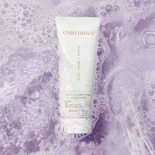 EXUVIANCE 3-in-1 Clarifying Anti-Aging Cleanser for Acne-Prone Skin with Salicylic Acid, Soap-Free Makeup Remover and Oil Control Face Wash, Exfoliates, Soothes & Improves Skin Texture, 7.2 fl. oz