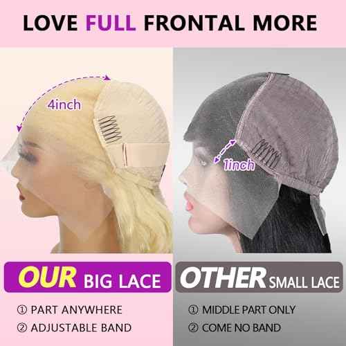 613 13x4 Lace Front Wig Human Hair 200 Density 22 Inch Body Wave Blonde HD Lace Front Wigs Human Hair Pre Plucked with Melted Hairline Tiny Knots Soft Texture Tangle Free Shedding Free Triple Lifespan