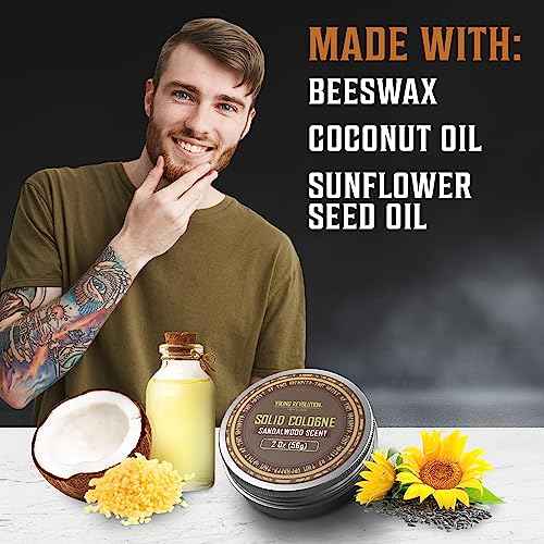 Viking Revolution Sandalwood Mens Solid Cologne Men 2 Oz - Men Solid Perfume with Sandalwood Cologne for Men - Balm Cologne for Mens Cologne Balm Travel Cologne Wax (1 pack, Sandalwood)