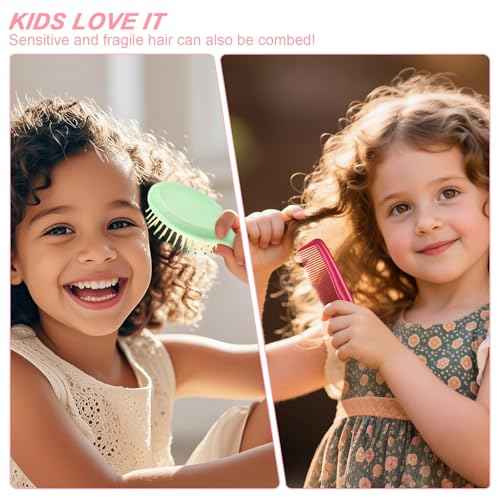 HOFASON 70 Pieces Bulk Mini Wet Hair Brush & Mini Comb Set for Kids Girls Women, Bridesmaid Gifts, Spa Party Supplies, Summer Stuff, 35 Travel Small Brush for Hair 35 Fine Wide Hair Combs for Boy Men