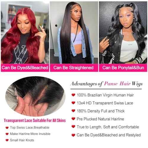 26 Inch Body Wave Lace Front Wigs Human Hair 13x4 SKINLIKE Real HD Lace Front Wigs Human Hair Pre Plucked Body Wave Glueless Frontal Wigs Human Hair 180% Density for Women