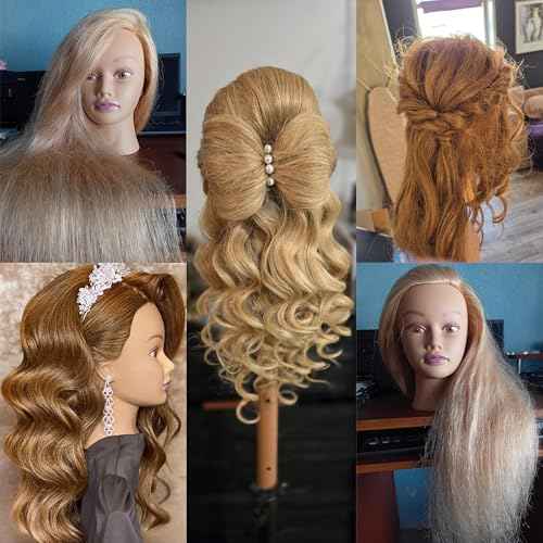 Mannequin Head Human Hair 24" 100% Human Hair Mannequin Head£¬Cosmetology Mannequin Head Doll Head for Hair Styling Hairdresser Manikin Head with Free Clamp Holder(Blonde)