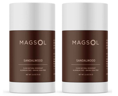 MAGSOL Natural Deodorant for Men, Aluminum Free Deodorant for Women (2 Pack) (Sandalwood)