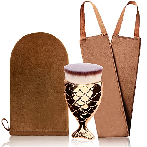 Get a Flawless,Even Tan with Yoseng's 3-in-1 Self Tanning Mitt Set - Includes Body Self Tan Mitt, Tanning Brush for Face, and Self Tanner Back Applicator