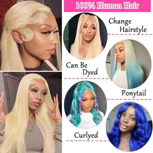 613 Lace Front Wig Human Hair Blonde Wig Human Hair For Women 180 Density HD Lace Front Wigs Human Hair Pre Plucked Straight Wigs Human Hair 13x6 Honey Blonde Wig Lace Frontal Wig 28 Inch