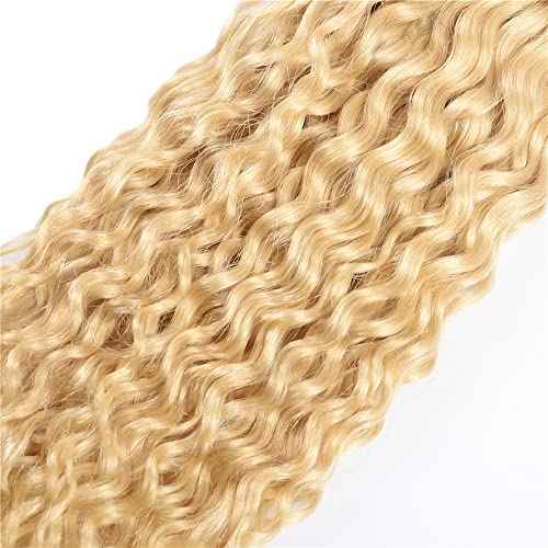 30 32 34 Inch Blonde Bundles 613 Water Wave Bulk Human Hair Unprocessed Virgin Hair 3 Bundles Blonde Wet and Wavy Human Hair Extensions