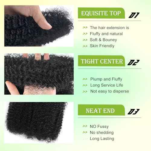 poetically 10 Inch Afro Kinkys Bulk Human Hair 2 Bundles 100g Natural Black Afro Kinky-Curly Human Hair Bulk for Twist/Dreadlock Extensions/Repair Locs/Braids Mini Twist Braiding Hair