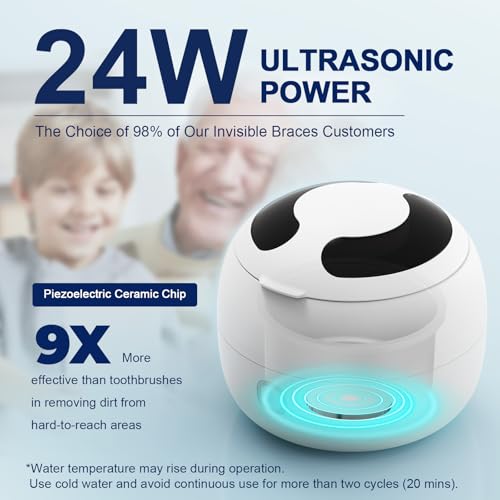 2025 Ultrasonic Retainer Cleaner Machine ? 45kHz Retainer Cleaner for Night Guards, Mouth Guards, Dentures ? 24W Dental Ultrasonic Cleaner with 4 Modes, 200ML ? Great Gift for Braces Users