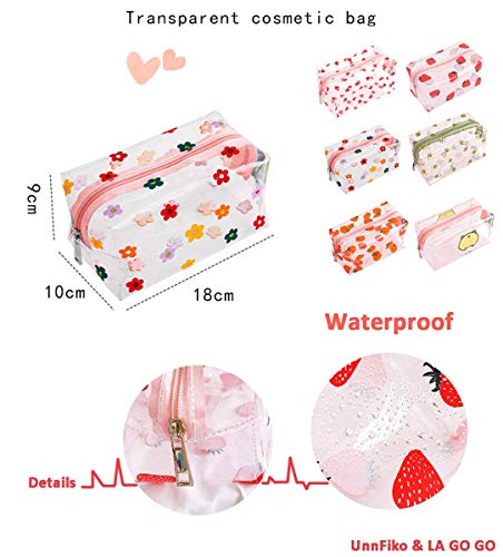 3 Pcs Cute Crystal Clear Cosmetic Bags, Travel Toiletry Clear Makeup Bags, Portable Makeup Brushes Kit Storage Bag, Waterproof Cartoon Organization For Women Girls (3-Piece Option B)