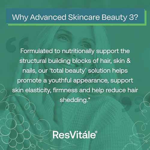 ResVit?le Beauty 3 - Skin Care Supplement with Collagen, Keratin & Elastin - 90 Capsules
