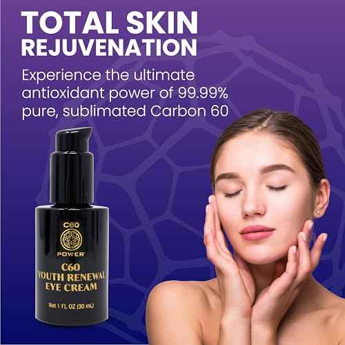 C60 Power Youth Renewal Eye Cream - Eye Cream for Wrinkles & Puffiness, Anti Aging Skin Care for Women & Men, With 99.99% Pure Sublimated C60, Copper Peptides, & High-Quality Ingredients - 1 fl oz