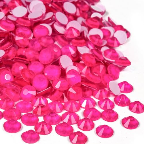 Blinginbox Flatback Glass Rhinestones,Neon Gems 1440pcs Non Hotfix Crystal Rhinestones for Nail Crafts Clothes Tumblers Face Makeup,Rose Neon,SS20