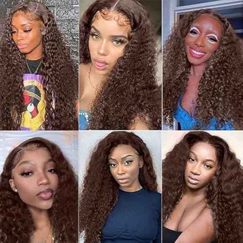 Chocolate Brown Bundles Human Hair 26 28 30 Inch Deep Wave Dark Brown 4 Color Human Hair Bundles Unprocessed Brazilian Virgin Hair Quick Weave Hair for Black Women